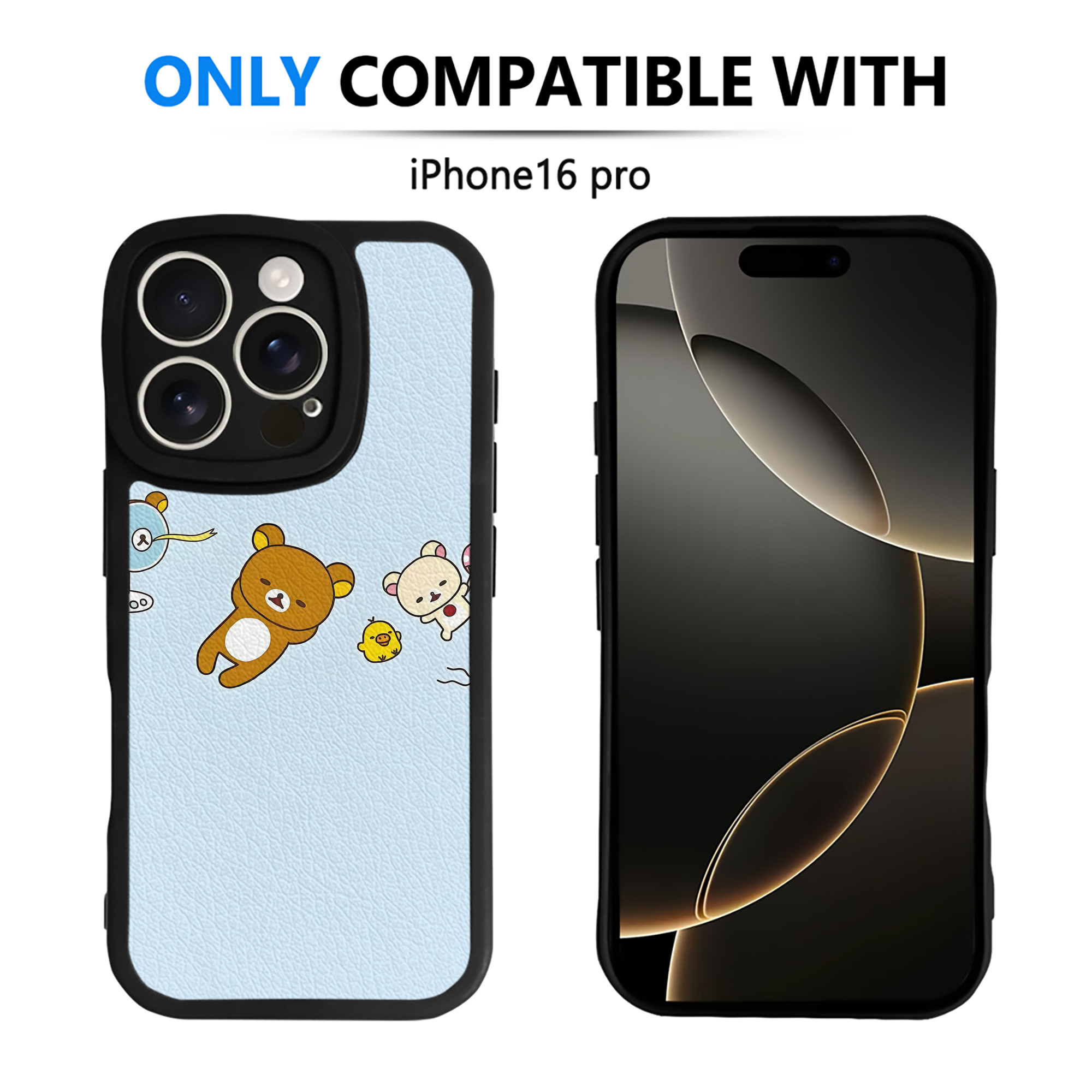 （画像用） リラックマ リラックマ キイロイトリ Rilakkuma Korilakkuma Kiiroitori 【iPhone 16シリーズ対応】シリコンスマホケース（レザー調） 材質：シリコン